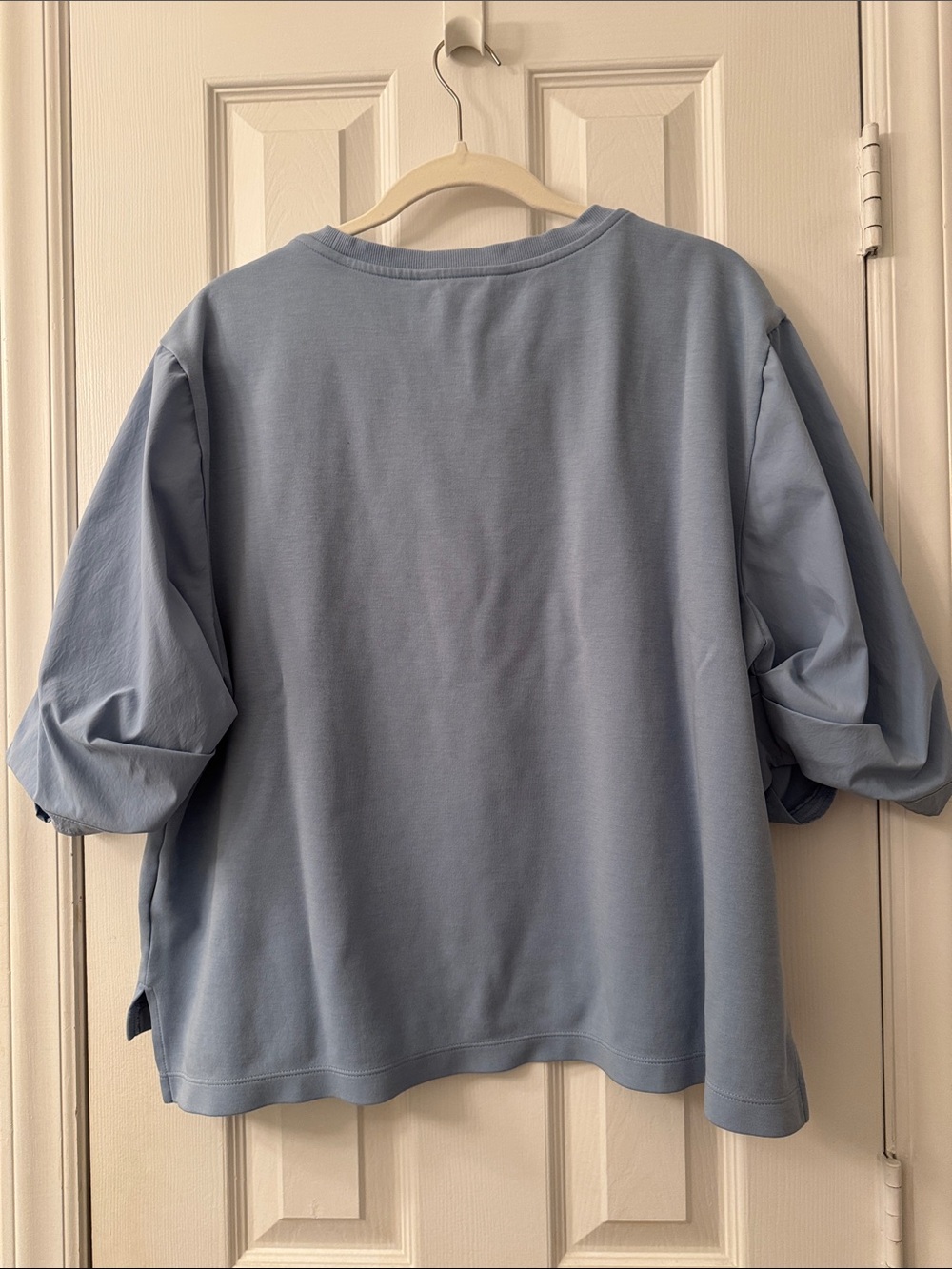 Athleta Light Blue Puff Sleeve Crew Shirt - Picture 3 of 5